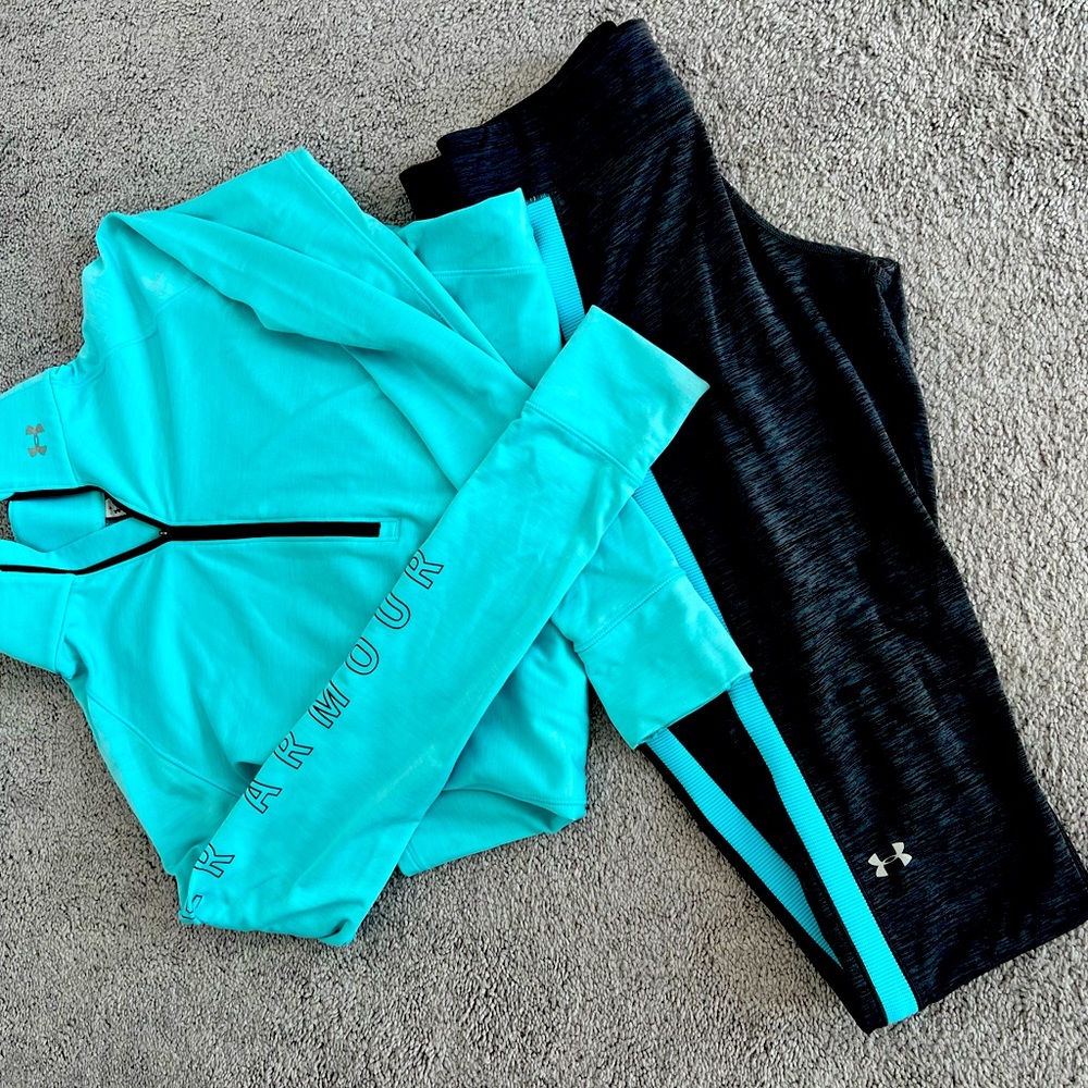 Under Armour work out gym leggings set size Large GUC